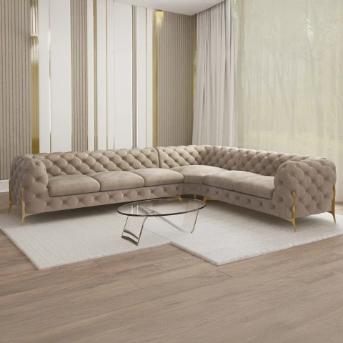 Narożnik sześcioosobowy pikowany glamour Chesterfield TEO HIGH...