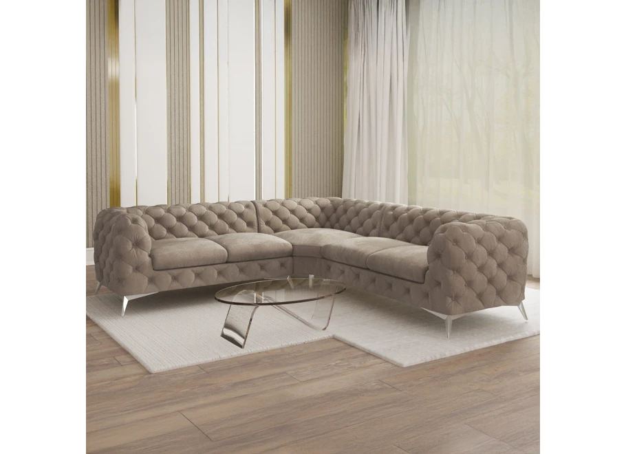 Narożnik pięcioosobowy luksusowy pikowany Chesterfield TEO 2+E+2