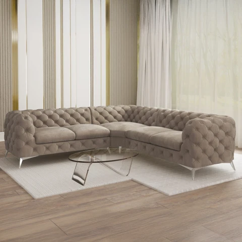 Narożnik pięcioosobowy luksusowy pikowany Chesterfield TEO 2+E+2