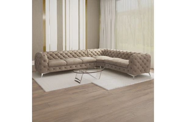 Narożnik sześcioosobowy luksusowy pikowany Chesterfield TEO 3+E+2 - design i funkcjonalnosc w parze