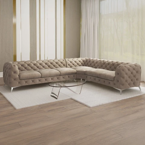 Narożnik sześcioosobowy luksusowy pikowany Chesterfield TEO 3+E+2