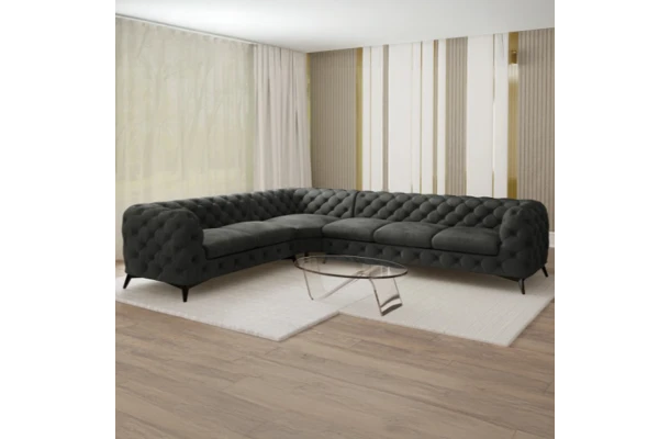 Narożnik sześcioosobowy pikowany glamour Chesterfield TEO 2+E+3 - design i funkcjonalnosc w parze