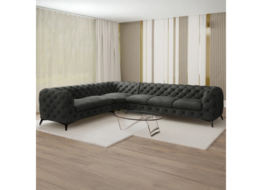 Narożnik sześcioosobowy pikowany glamour Chesterfield TEO 2+E+3 2