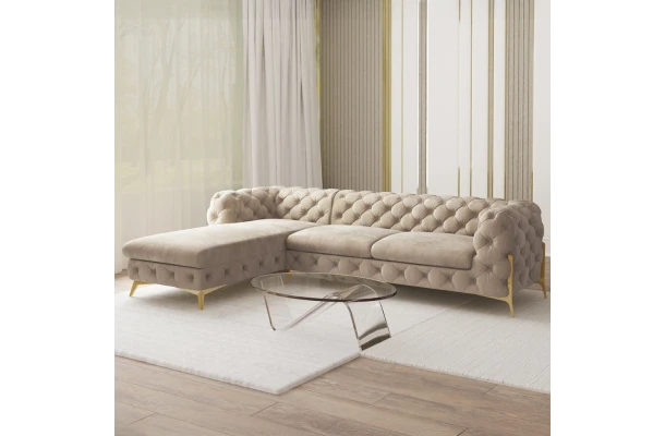 Narożnik pięcioosobowy pikowany glamour Chesterfield TEO HIGH 2,5+OT - design i funkcjonalnosc w parze Narożnik pięcioosobowy pikowany glamour Chesterfield TEO HIGH 2,5+OT - design i funkcjonalnosc w parze