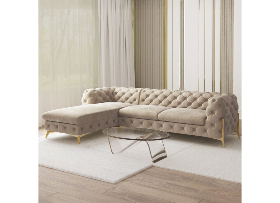 Narożnik pięcioosobowy pikowany glamour Chesterfield TEO HIGH 2,5+OT 2
