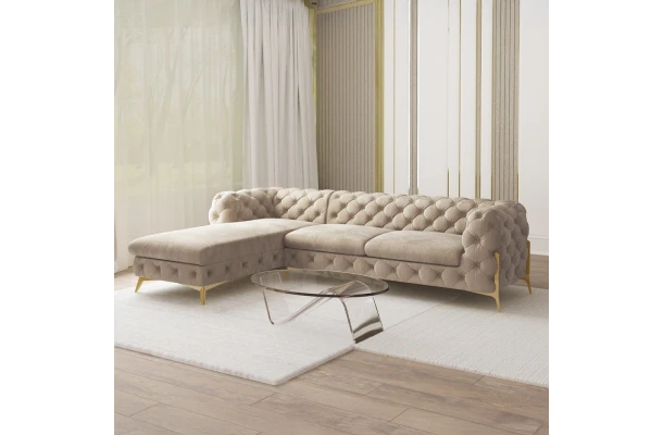 Narożnik czteroosobowy pikowany glamour Chesterfield TEO HIGH 2+OT - design i funkcjonalnosc w parze Narożnik czteroosobowy pikowany glamour Chesterfield TEO HIGH 2+OT - design i funkcjonalnosc w parze