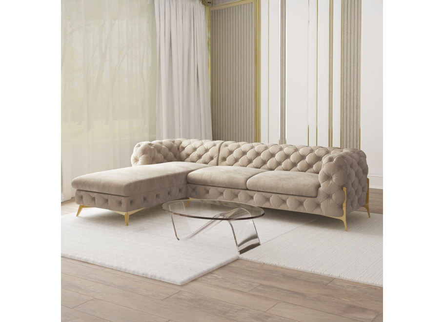 Narożnik czteroosobowy pikowany glamour Chesterfield TEO HIGH 2+OT 2