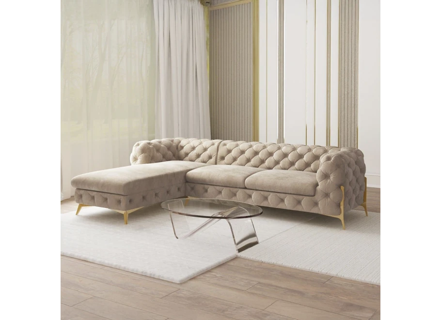 Narożnik czteroosobowy pikowany glamour Chesterfield TEO HIGH 2+OT Narożnik czteroosobowy pikowany glamour Chesterfield TEO HIGH 2+OT