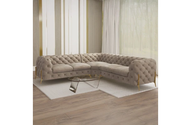 Narożnik pięcioosobowy luksusowy pikowany Chesterfield TEO HIGH 2+E+2 - design i funkcjonalnosc w parze
