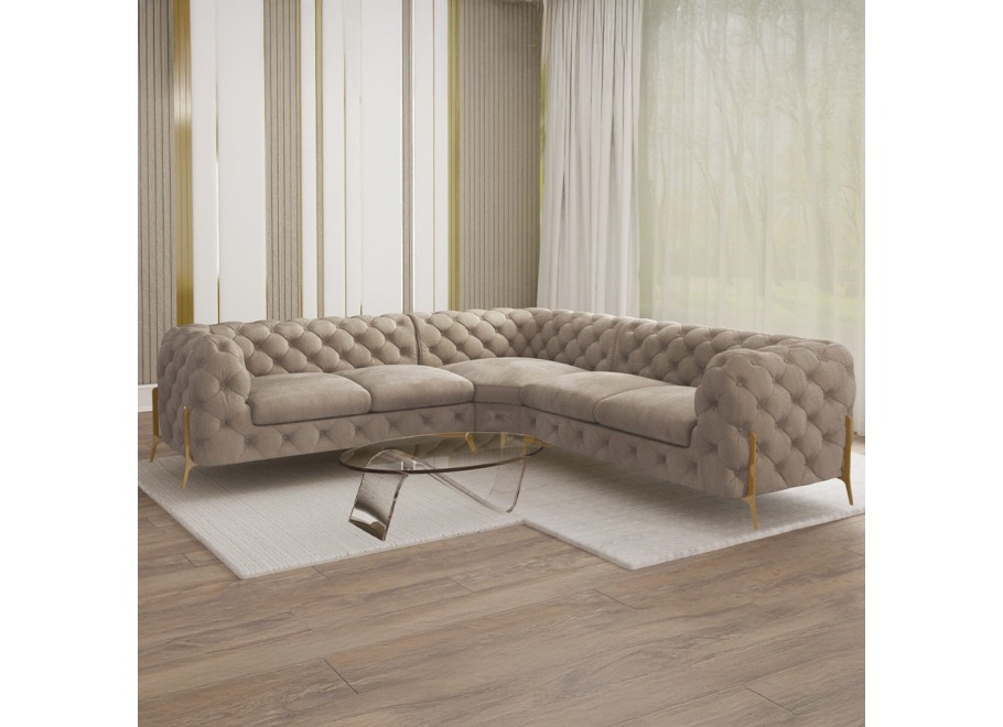 Narożnik pięcioosobowy luksusowy pikowany Chesterfield TEO HIGH 2+E+2 2