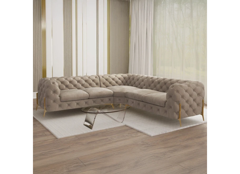Narożnik pięcioosobowy luksusowy pikowany Chesterfield TEO HIGH 2+E+2