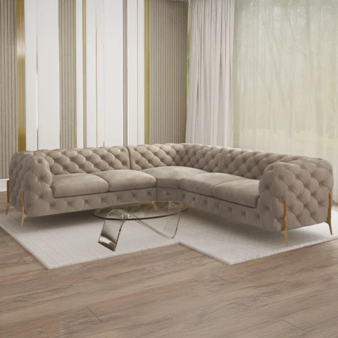 Narożnik pięcioosobowy luksusowy pikowany Chesterfield TEO...