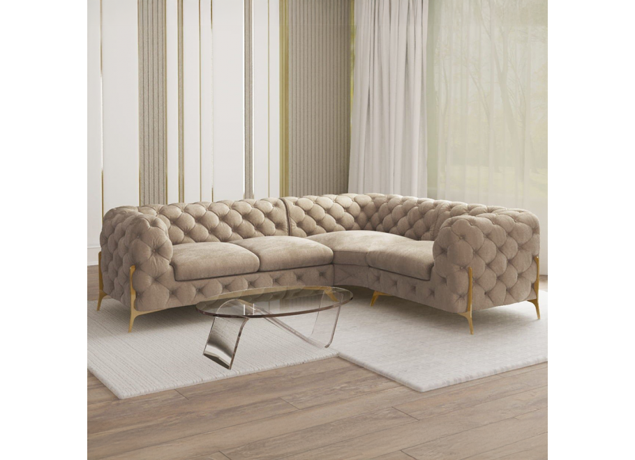 Narożnik czteroosobowy  pikowany glamour Chesterfield TEO HIGH 2+E+1 2