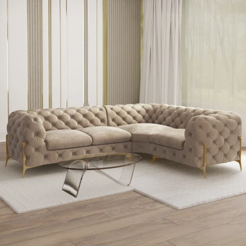 Narożnik czteroosobowy  pikowany glamour Chesterfield TEO HIGH...