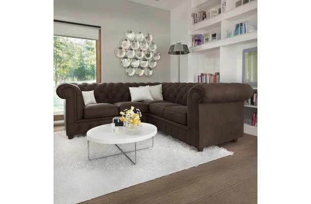 Narożnik pięcioosobowy pikowany Chesterfield SOLARIS 2+E+2 - bok