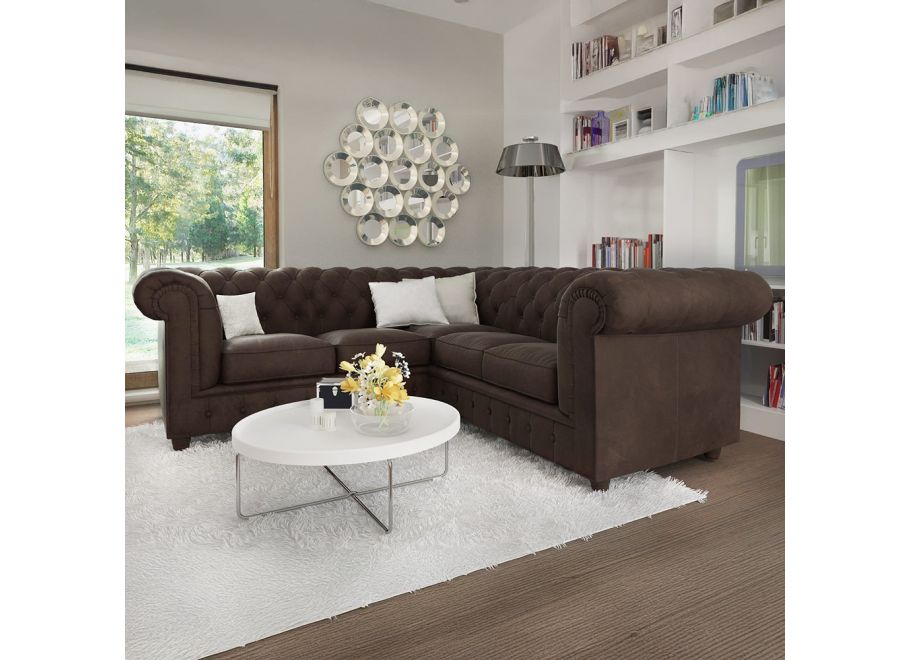 Narożnik pięcioosobowy pikowany Chesterfield SOLARIS 2+E+2 2