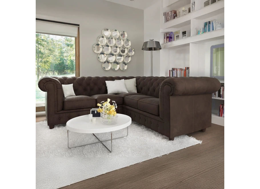 Narożnik pięcioosobowy pikowany Chesterfield SOLARIS 2+E+2