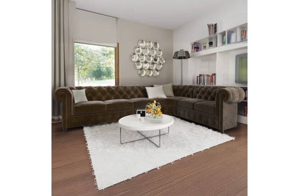 Narożnik sześcioosobowy pikowany Chesterfield SOLARIS 3+E+2 - bok