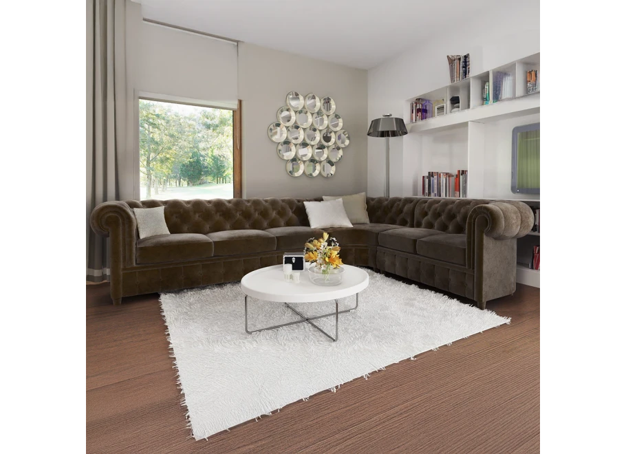 Narożnik sześcioosobowy pikowany Chesterfield SOLARIS 3+E+2