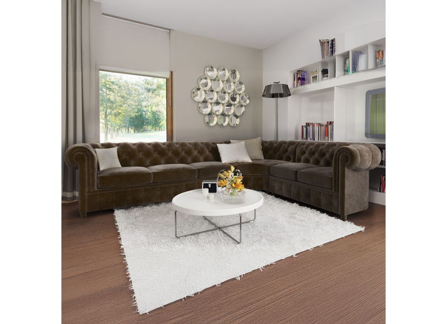 Narożnik sześcioosobowy z funkcją spania pikowany Chesterfield SOLARIS 3+E+2 2