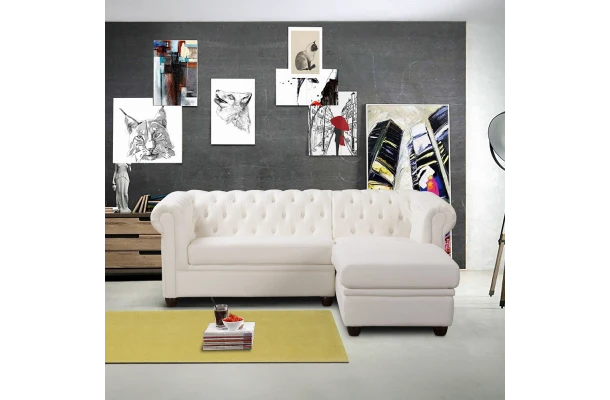 Narożnik czteroosobowy pikowany Chesterfield SYDNEY OT - design i funkcjonalnosc w parze