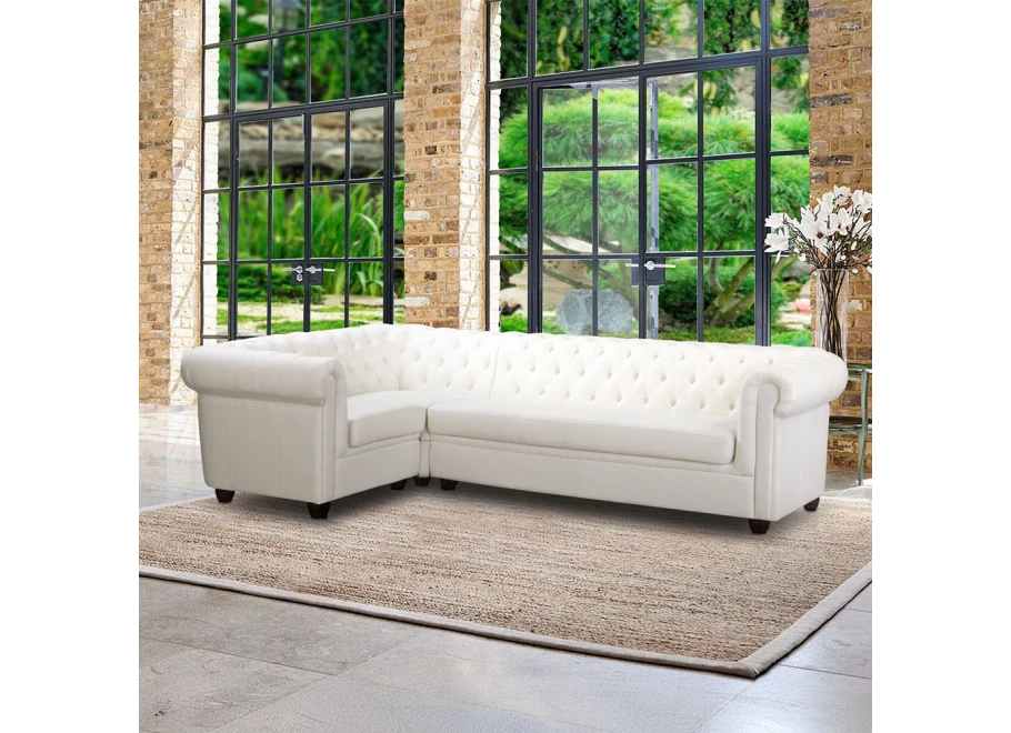 Narożnik pięcioosobowy pikowany Chesterfield SYDNEY 1+E+3