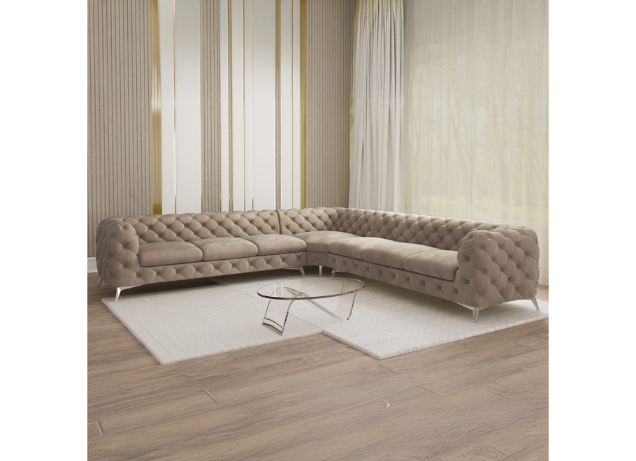 Narożnik siedmioosobowy pikowany glamour Chesterfield TEO 3+E+3 2