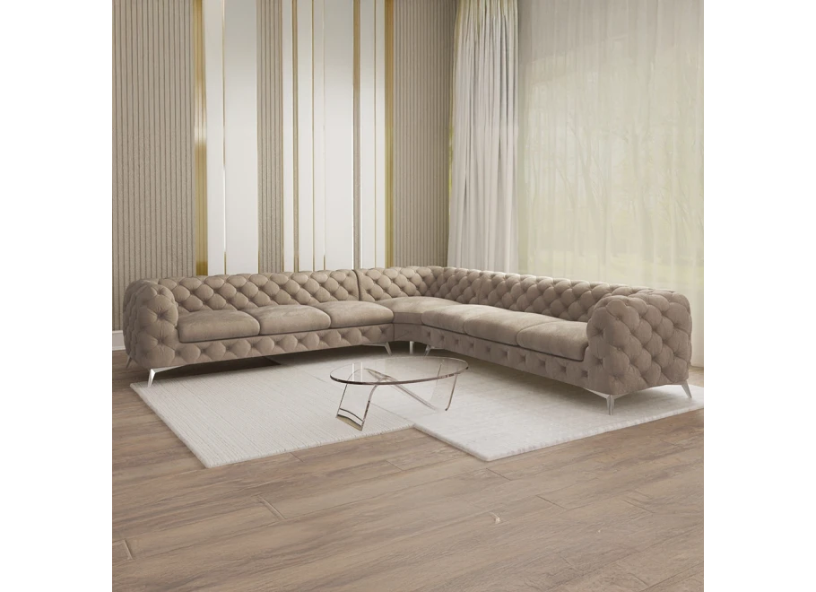 Narożnik siedmioosobowy pikowany glamour Chesterfield TEO 3+E+3