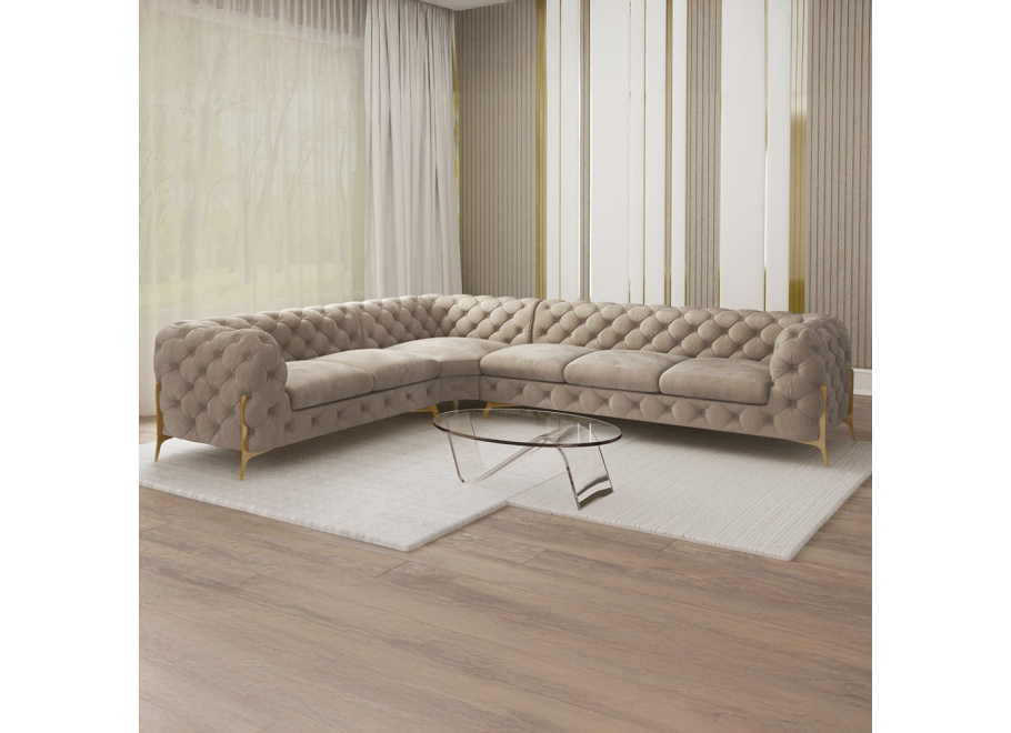 Narożnik sześcioosobowy pikowany glamour Chesterfield TEO HIGH 2+E+3 2