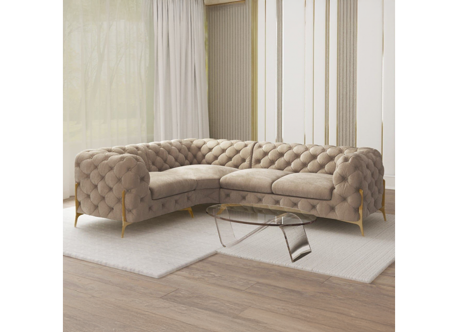 Narożnik czteroosobowy luksusowy pikowany Chesterfield TEO HIGH 1+E+2 2