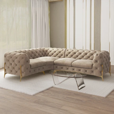 Narożnik czteroosobowy luksusowy pikowany Chesterfield TEO...