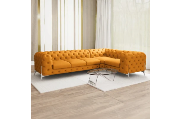 Narożnik pięcioosobowy luksusowy pikowany Chesterfield TEO HIGH 3+E+1 - design i funkcjonalnosc w parze