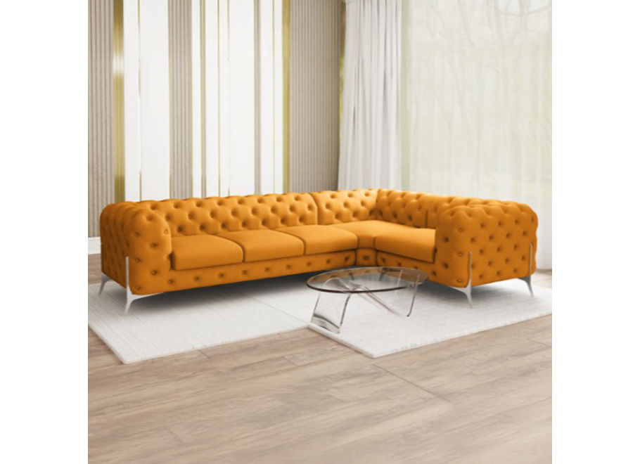 Narożnik pięcioosobowy luksusowy pikowany Chesterfield TEO HIGH 3+E+1 2