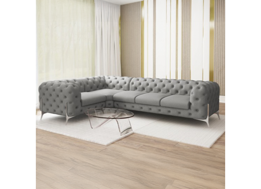 Narożnik pięcioosobowy luksusowy pikowany Chesterfield TEO HIGH 1+E+3 2