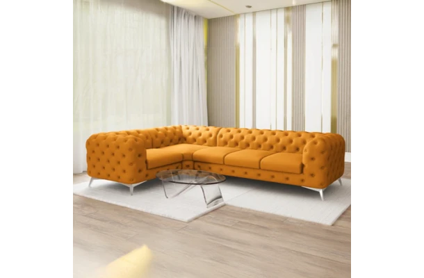 Narożnik pięcioosobowy luksusowy pikowany Chesterfield TEO 1+E+3 - design i funkcjonalnosc w parze