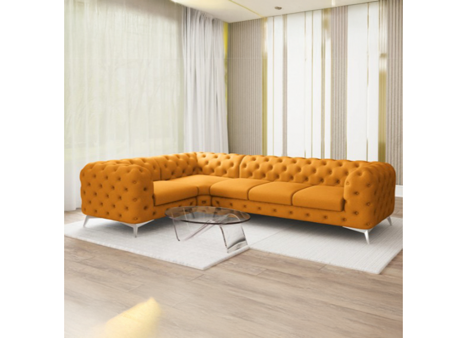 Narożnik pięcioosobowy luksusowy pikowany Chesterfield TEO 1+E+3 2