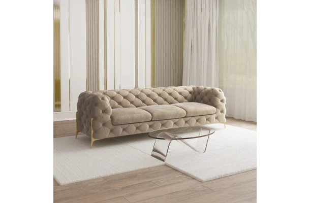 Sofa trzyosobowa pikowana glamour Chesterfield TEO HIGH 3 - design i funkcjonalnosc w parze