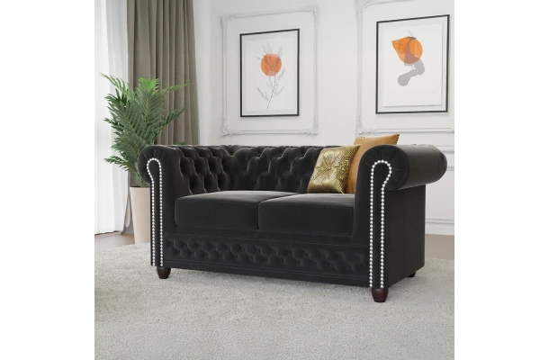 Sofa dwuosobowa z funkcją spania pikowana Chesterfield FELIX 2 - design i funkcjonalnosc w parze