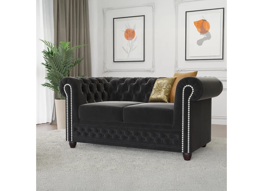 Sofa dwuosobowa z funkcją spania pikowana Chesterfield FELIX 2