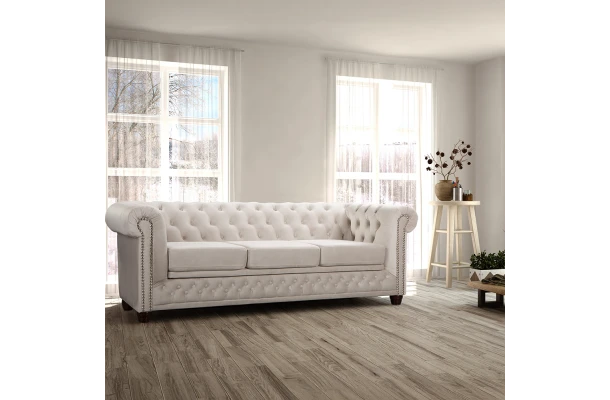 Sofa trzyosobowa z funkcją spania pikowana Chesterfield FELIX 3 - design i funkcjonalnosc w parze