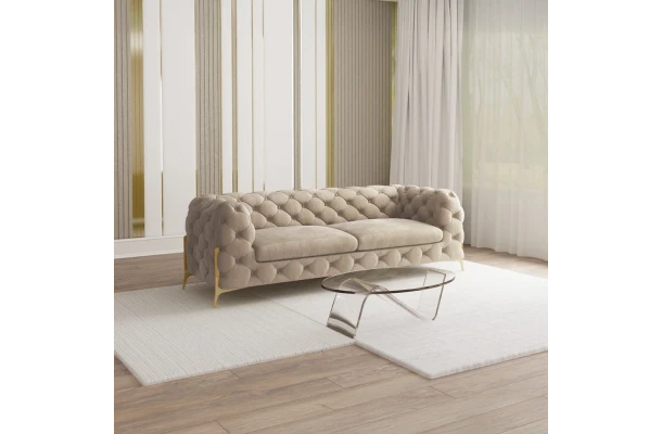 Sofa trzyosobowa pikowana glamour Chesterfield TEO HIGH 2,5 - design i funkcjonalnosc w parze