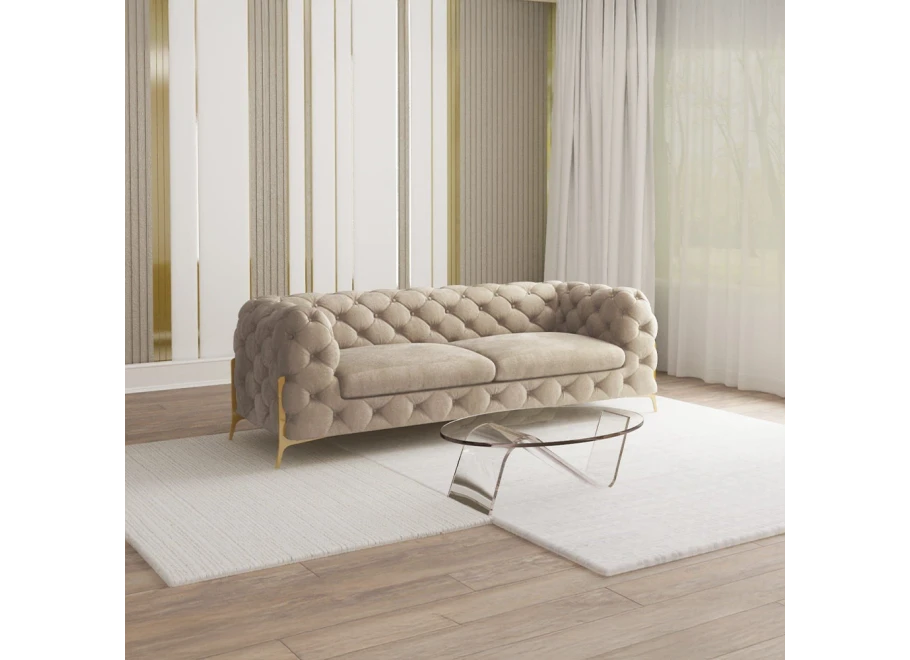 Sofa trzyosobowa pikowana glamour Chesterfield TEO HIGH 2,5