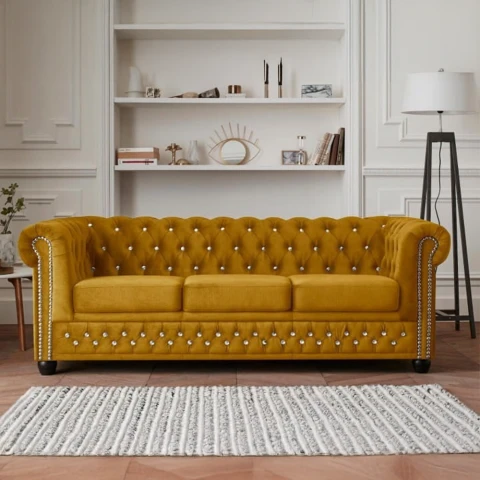 Sofa trzyosobowa pikowana Chesterfield FELIX BLINK 3