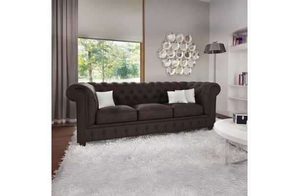 Sofa trzyosobowa z funkcja spania pikowana Chesterfield SOLARIS 3 - design i funkcjonalnosc w parze