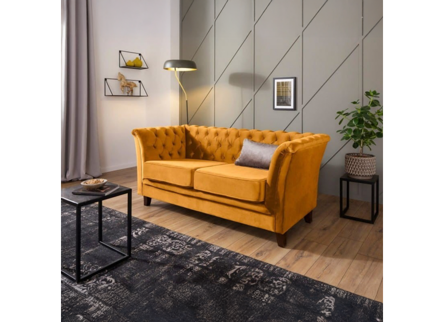 Sofa dwuosobowa z funkcją spania pikowana Chesterfield HASSO 2