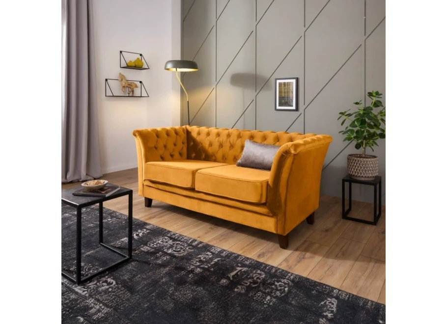 Sofa dwuosobowa z funkcją spania pikowana Chesterfield HASSO