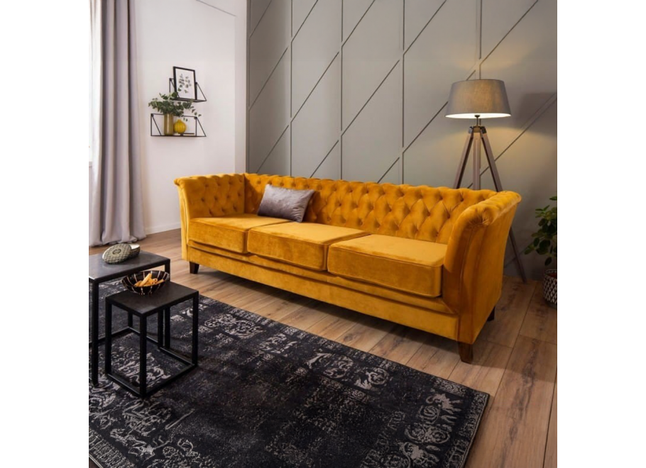 Sofa trzyosobowa z funkcją spania pikowana Chesterfield HASSO 2