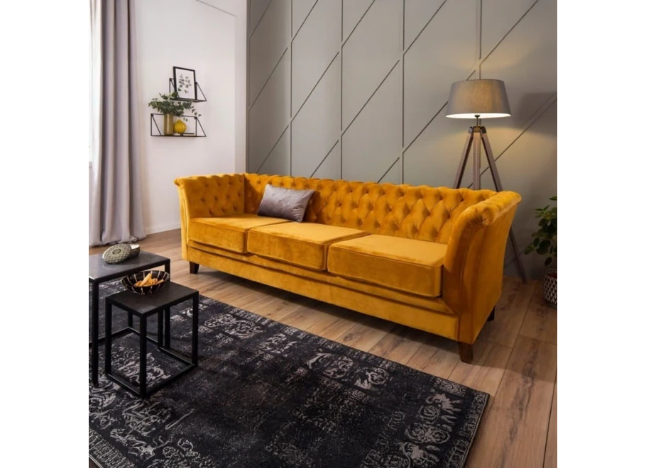 Sofa trzyosobowa z funkcją spania pikowana Chesterfield HASSO