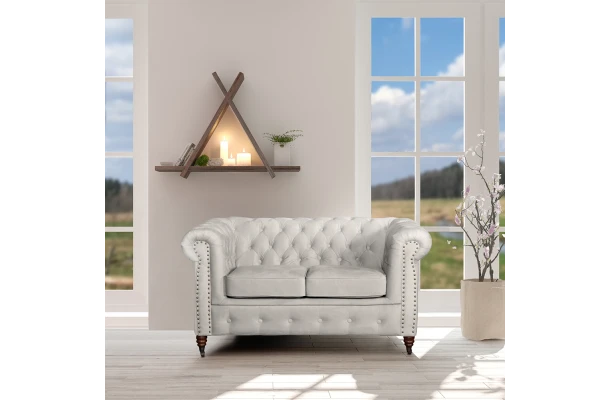 Sofa dwuosobowa z funkcją spania pikowana glamour Chesterfield VINCENT - design i funkcjonalnosc w parze