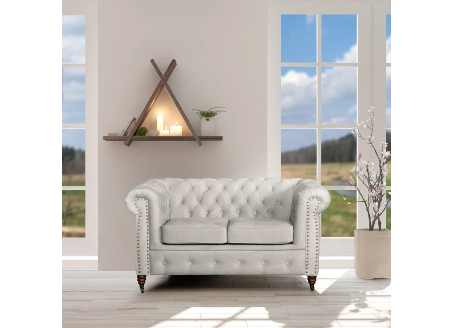 Sofa dwuosobowa z funkcją spania pikowana glamour Chesterfield VINCENT